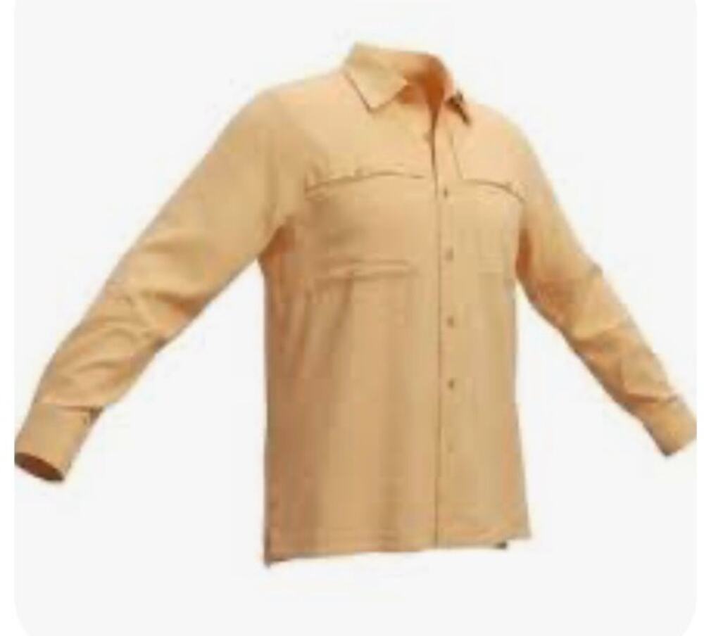 J.L. Powell Men's Long Sleeve Linen Bamboo Shirt Safari Golden Orange Lg Outdoor